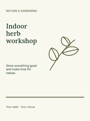 Indoor herb workshop poster template