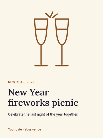 New Year fireworks picnic poster template