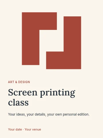 Screen printing class poster template