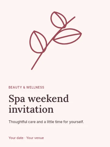 Spa weekend invitation poster template