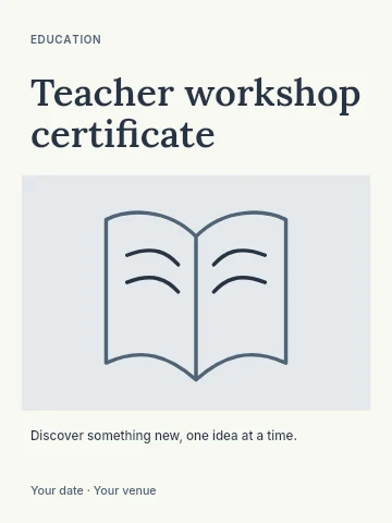 Teacher workshop certificate poster template