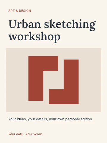 Urban sketching workshop poster template