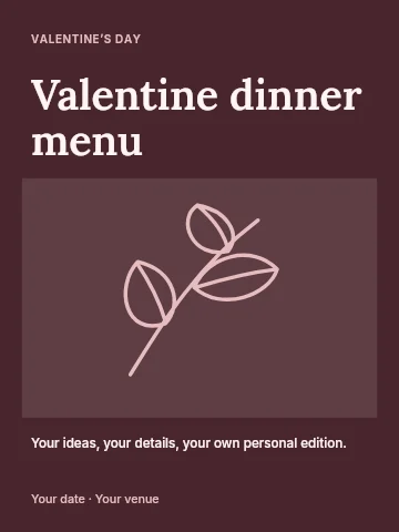 Valentine dinner menu poster template