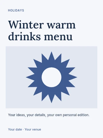 Winter warm drinks menu poster template
