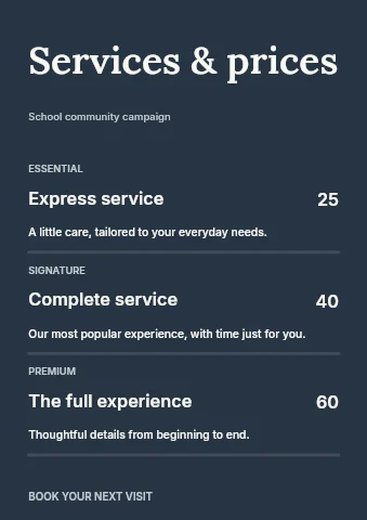 School community campaign price list template