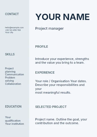 Project manager resume template
