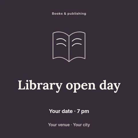 Library open day social media post template