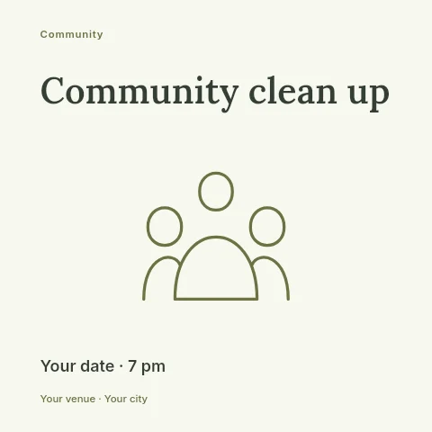 Community clean up social media post template