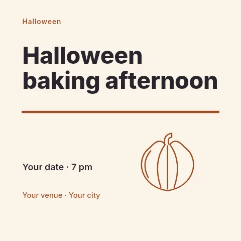 Halloween baking afternoon social media post template