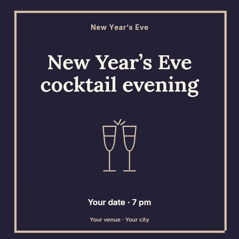New Year’s Eve cocktail evening social media post template