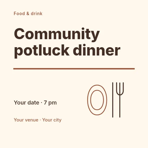 Community potluck dinner social media post template