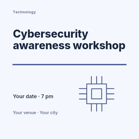 Cybersecurity awareness workshop social media post template