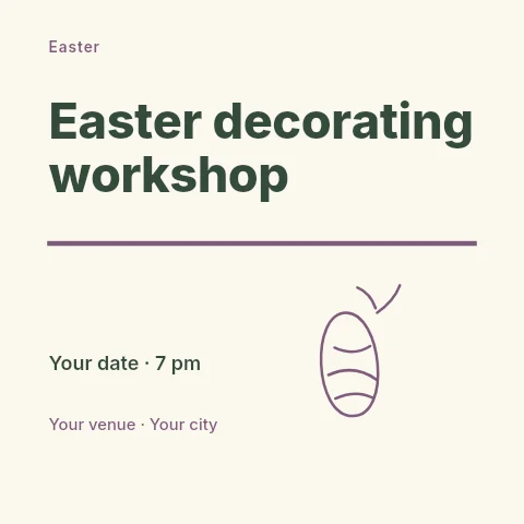 Easter decorating workshop social media post template