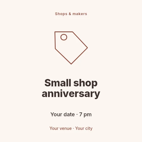 Small shop anniversary social media post template