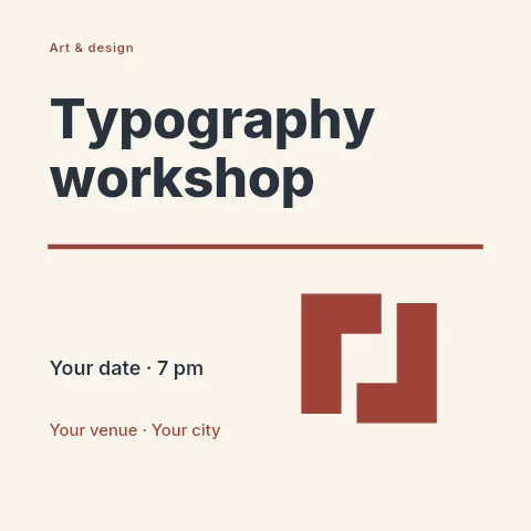 Typography workshop social media post template
