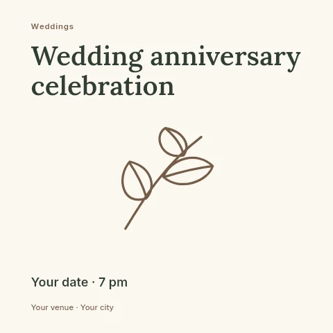 Wedding anniversary celebration social media post template