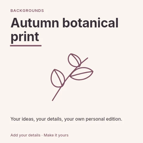 Autumn botanical print social media post template