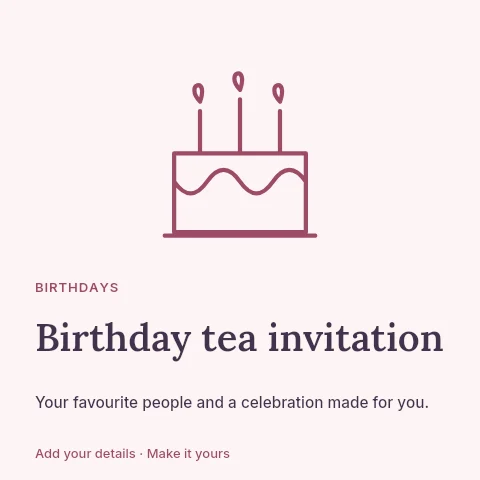 Birthday tea invitation social media post template