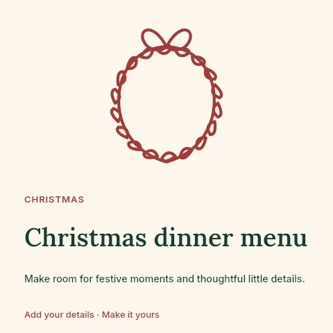 Christmas dinner menu social media post template