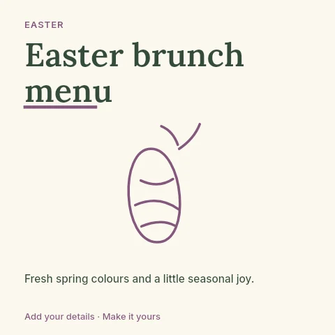 Easter brunch menu social media post template