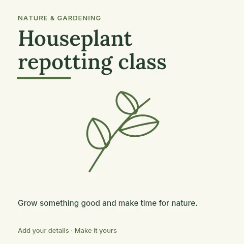 Houseplant repotting class social media post template