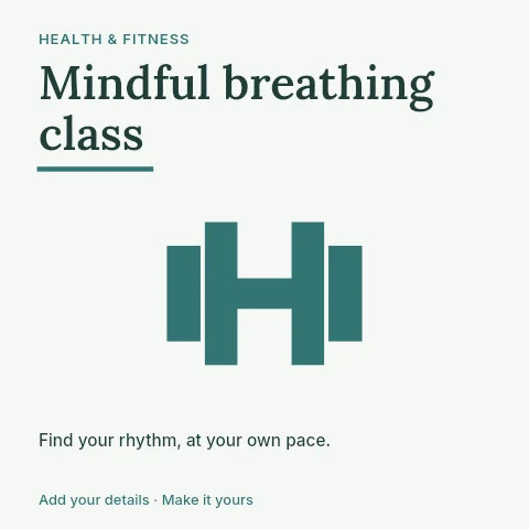 Mindful breathing class social media post template