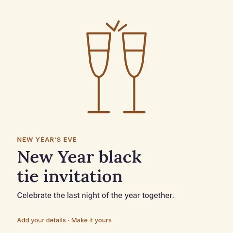 New Year black tie invitation social media post template