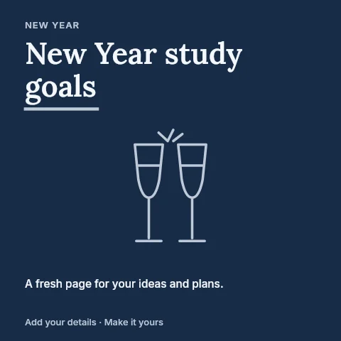 New Year study goals social media post template