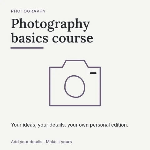 Photography basics course social media post template