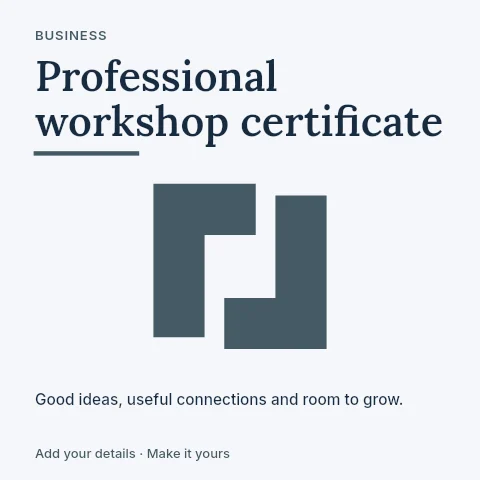 Professional workshop certificate social media post template