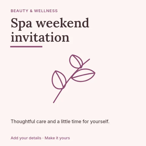 Spa weekend invitation social media post template