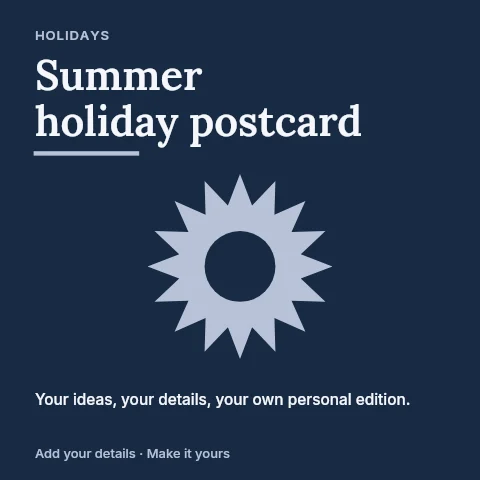 Summer holiday postcard social media post template