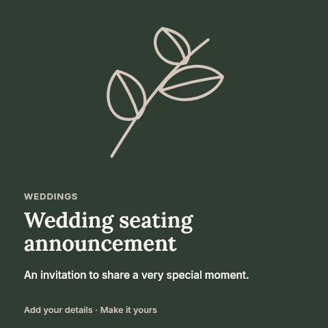 Wedding seating announcement social media post template