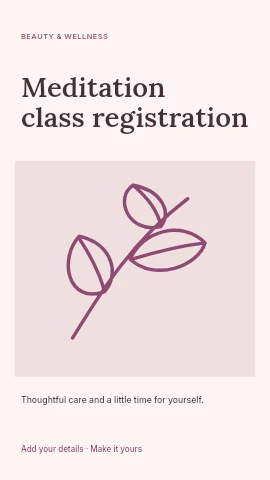 Meditation class registration instagram story template