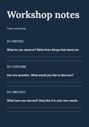 Team workshop worksheet template