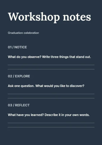 Graduation celebration worksheet template