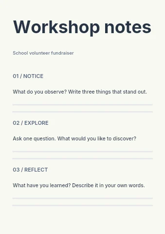 School volunteer fundraiser worksheet template
