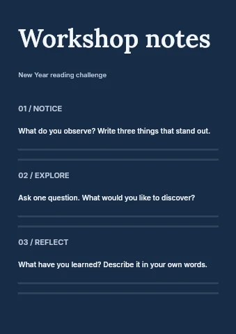 New Year reading challenge worksheet template