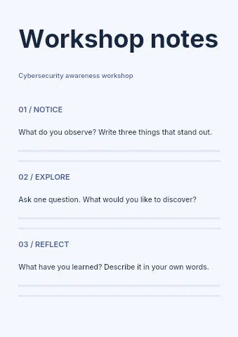 Cybersecurity awareness workshop worksheet template