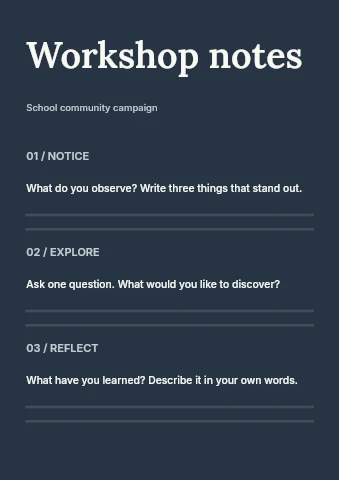 School community campaign worksheet template