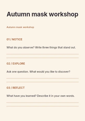 Autumn mask workshop worksheet template