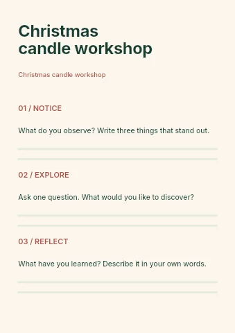 Christmas candle workshop worksheet template