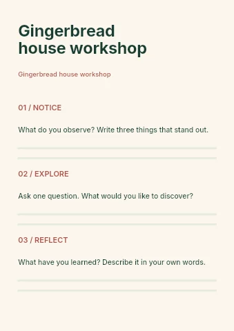 Gingerbread house workshop worksheet template