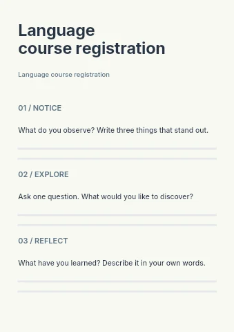 Language course registration worksheet template