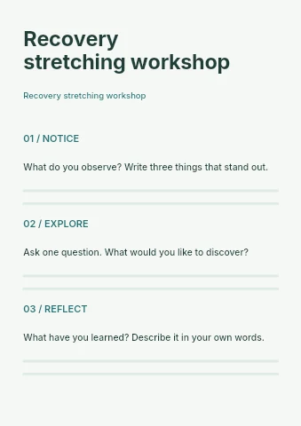 Recovery stretching workshop worksheet template