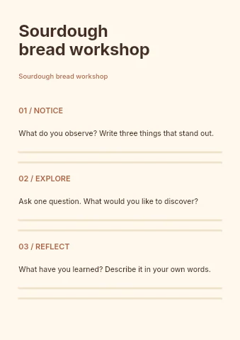 Sourdough bread workshop worksheet template