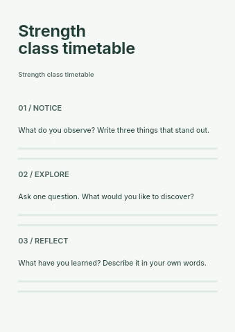 Strength class timetable worksheet template