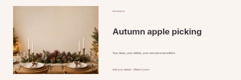Elegant holiday dining table with greenery in Autumn apple picking banner template
