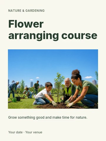 Flower arranging course poster template