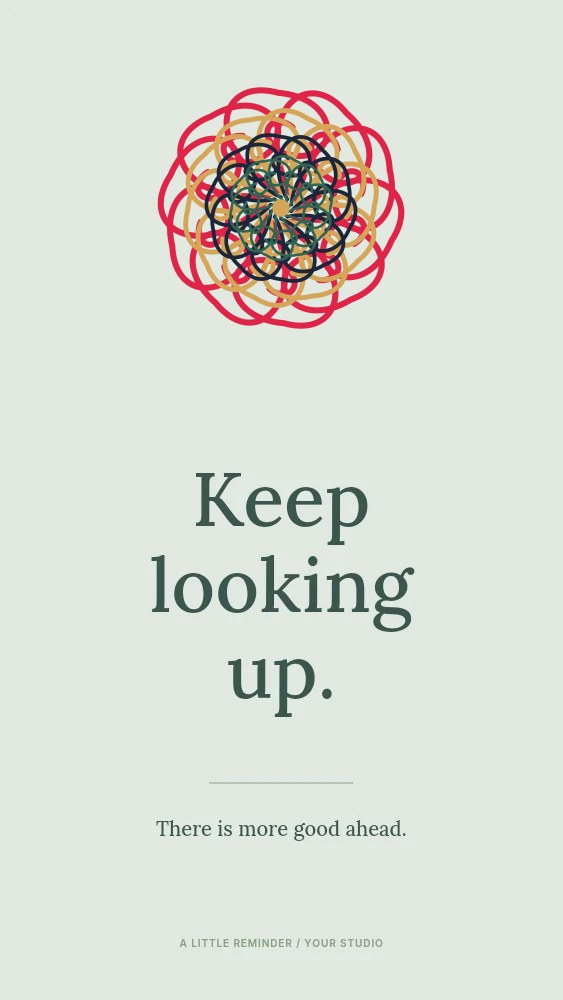 Spiral rosette · 10-fold symmetry and 4 layers in Keep looking up · Quote story